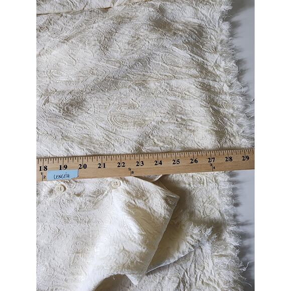 ZARA Cream Paisley Textured Fringe Career Casual Night Out Button Up Top SZ XL - Picture 8 of 10